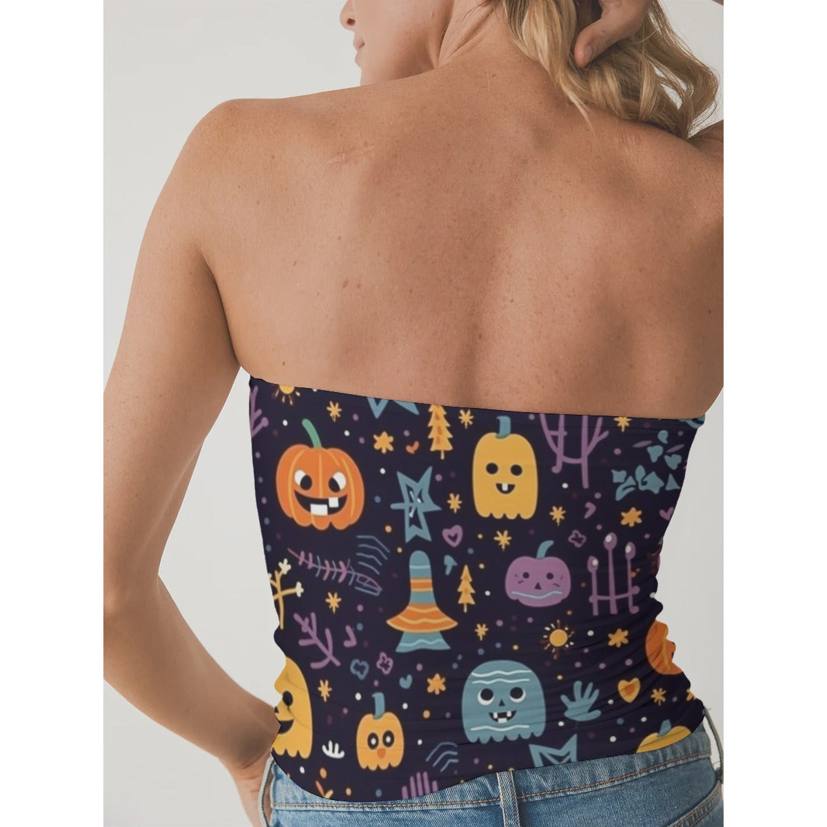 All-Over Print Women's Double-Layer Strapless Top