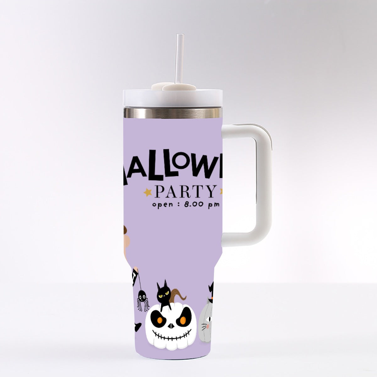 Halloween Party 40oz Tumbler with Handle | Cute Spooky Cup – SheVibesAfterDark
