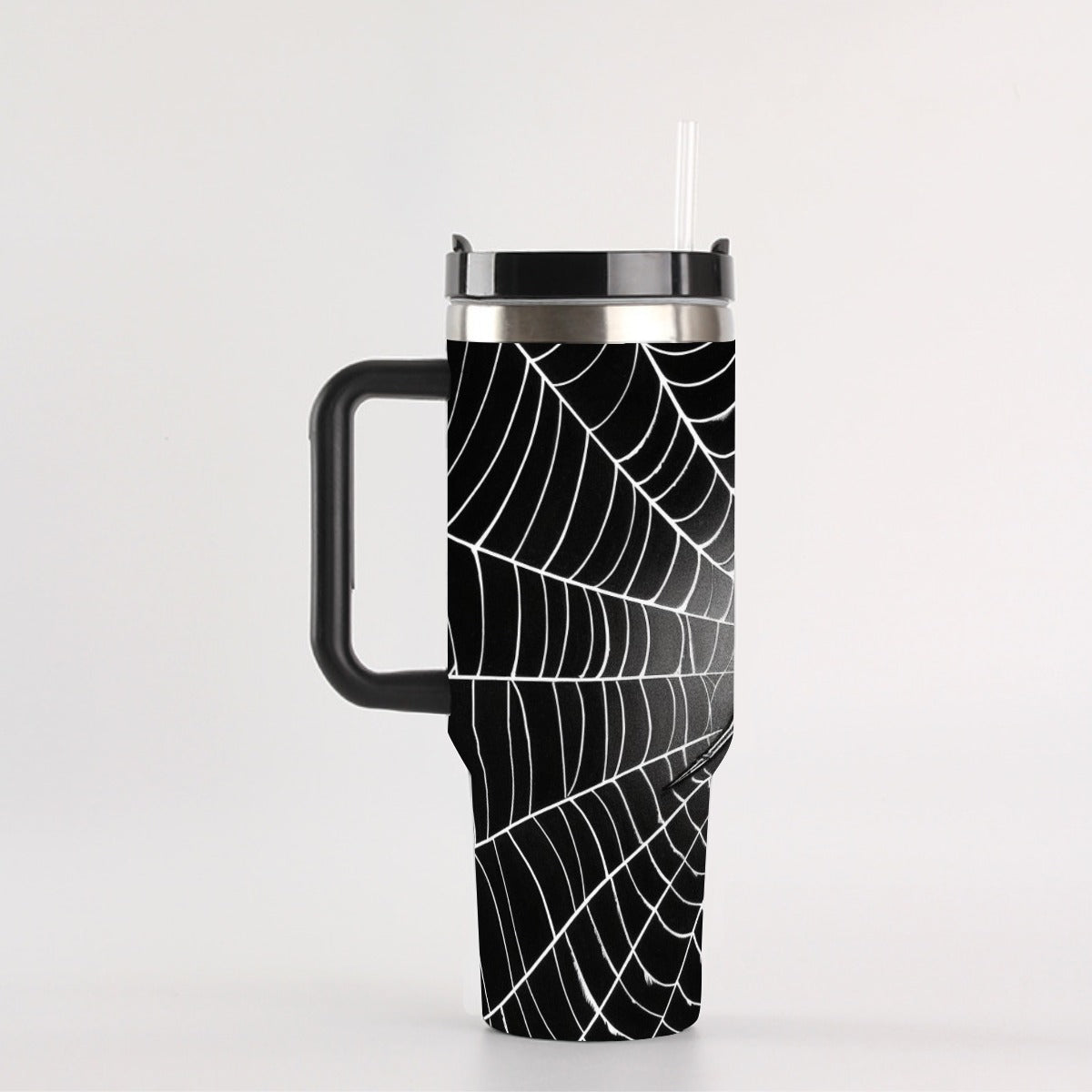 Black Spider Web 40oz Tumbler with Handle | Gothic Grunge Cup – SheVibesAfterDark
