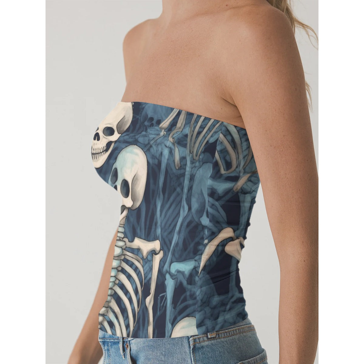 All-Over Print Women's Double-Layer Strapless Top