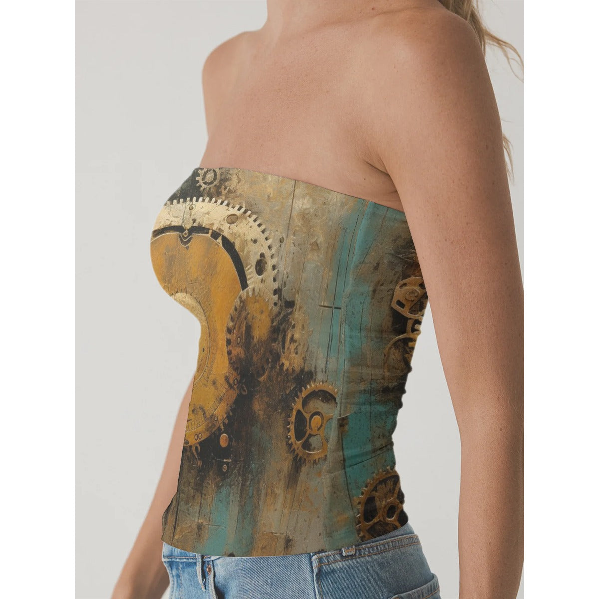 All-Over Print Women's Double-Layer Strapless Top