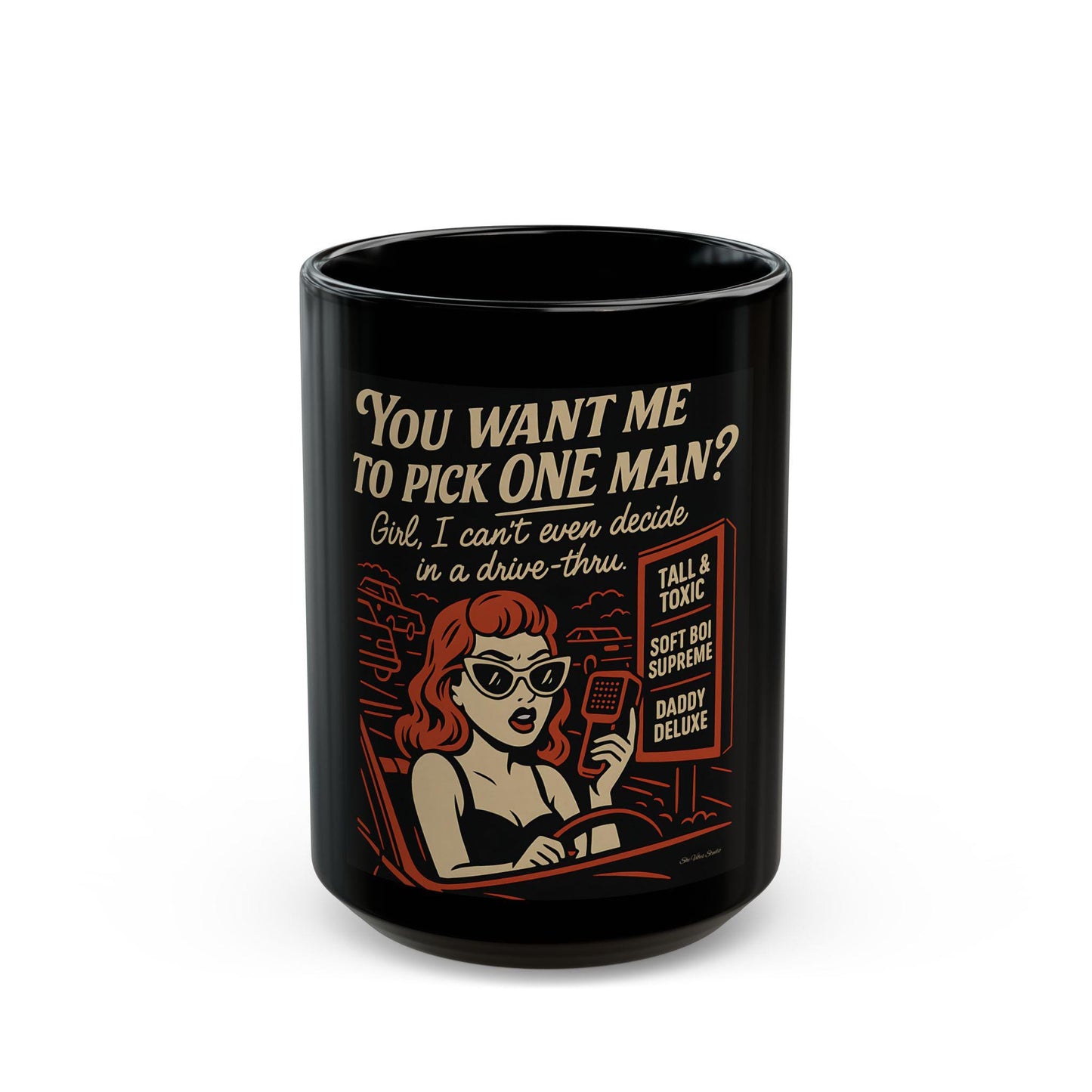 Sarcastic Single Life Coffee Mug: Retro Drive-Thru Humor, 11oz/15oz