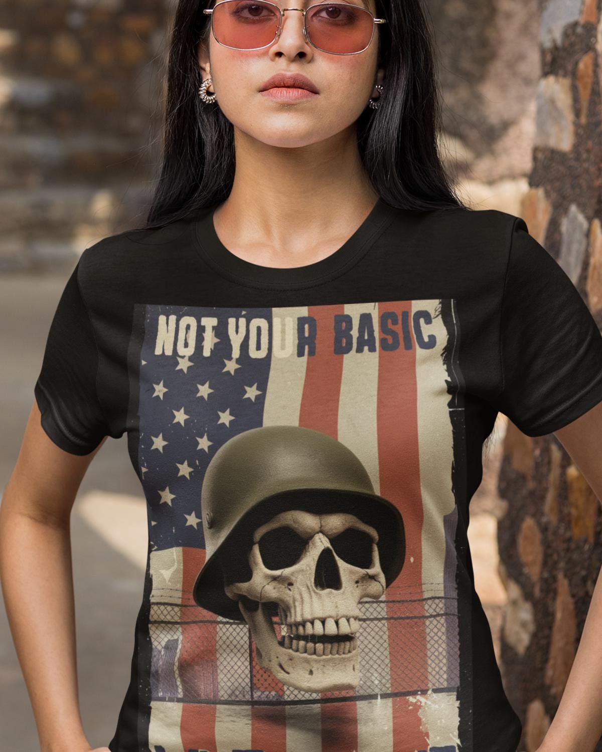 Patriotic Skull USA Flag T-Shirt: Military Pride Cotton Tee