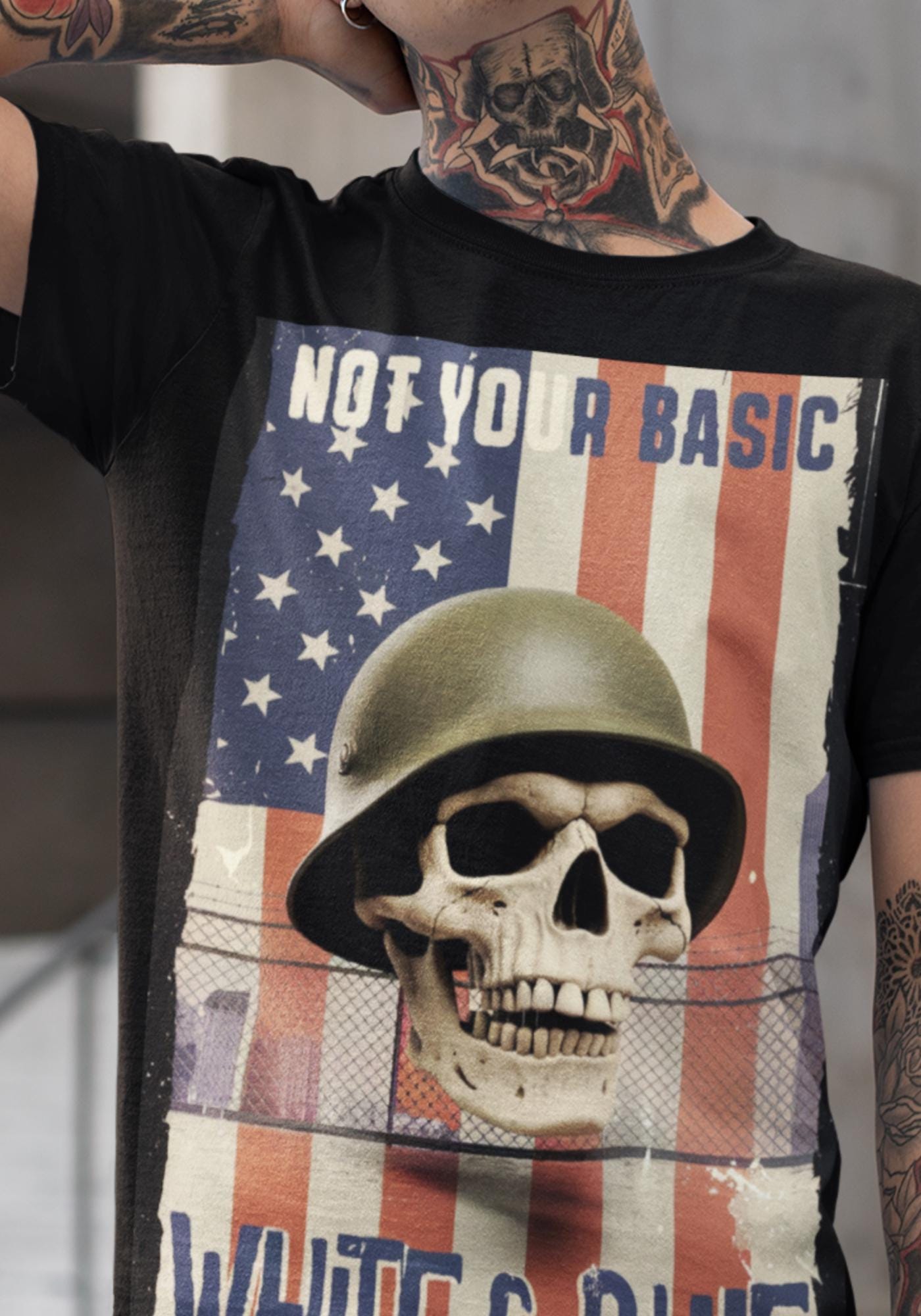 Patriotic Skull USA Flag T-Shirt: Military Pride Cotton Tee