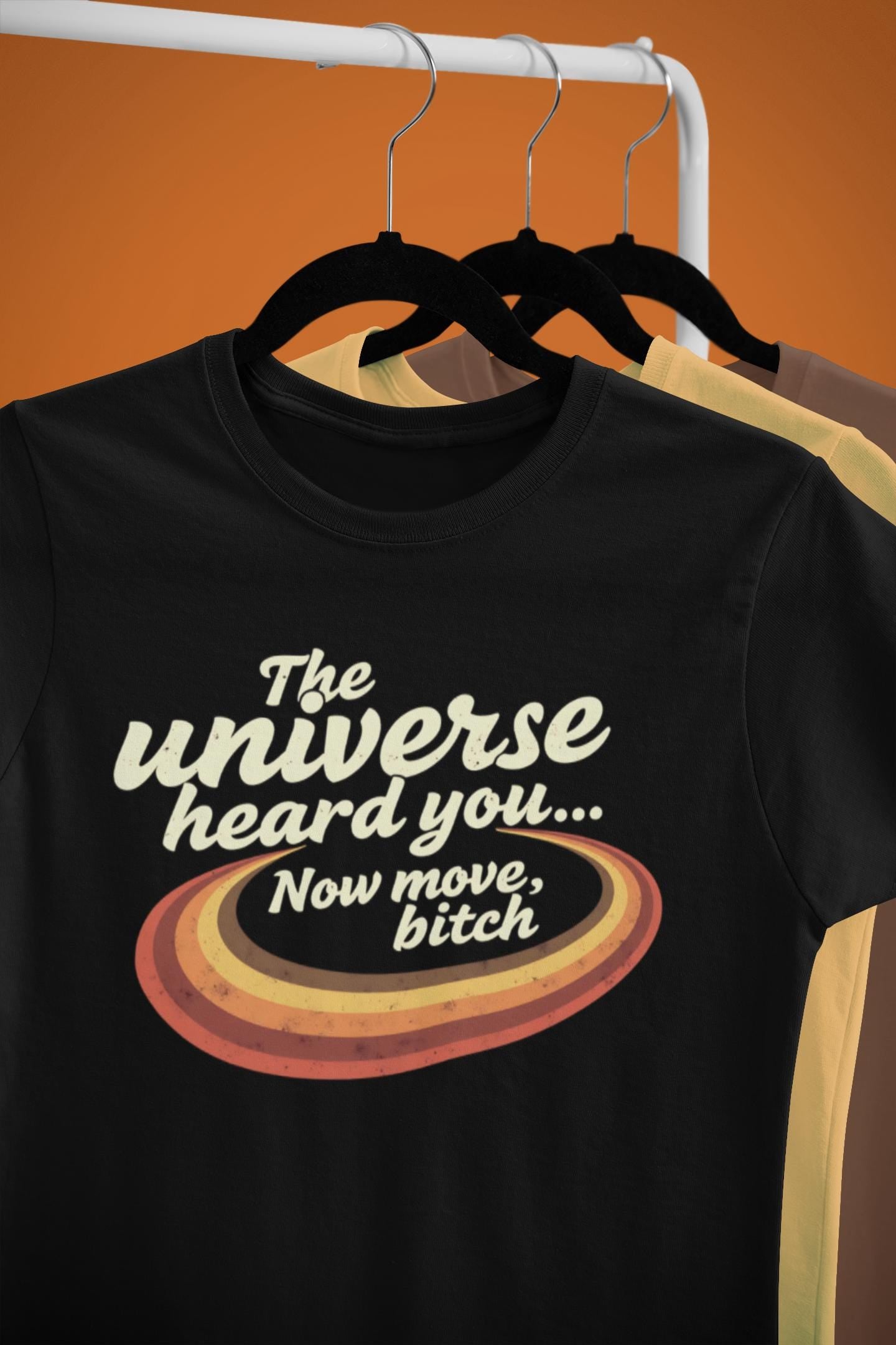 Retro Galaxy Graphic Tee: Unisex Black Cosmic Print T-Shirt