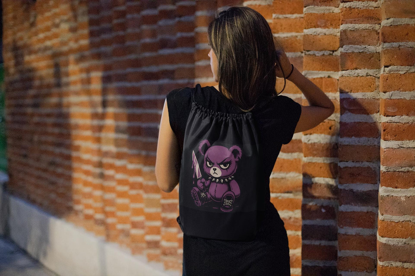 Playful Panda Drawstring Bag - Cute Gym Sack, Trendy Backpack, Kids Gifts, Festival Gear, Unique Cartoon Tote