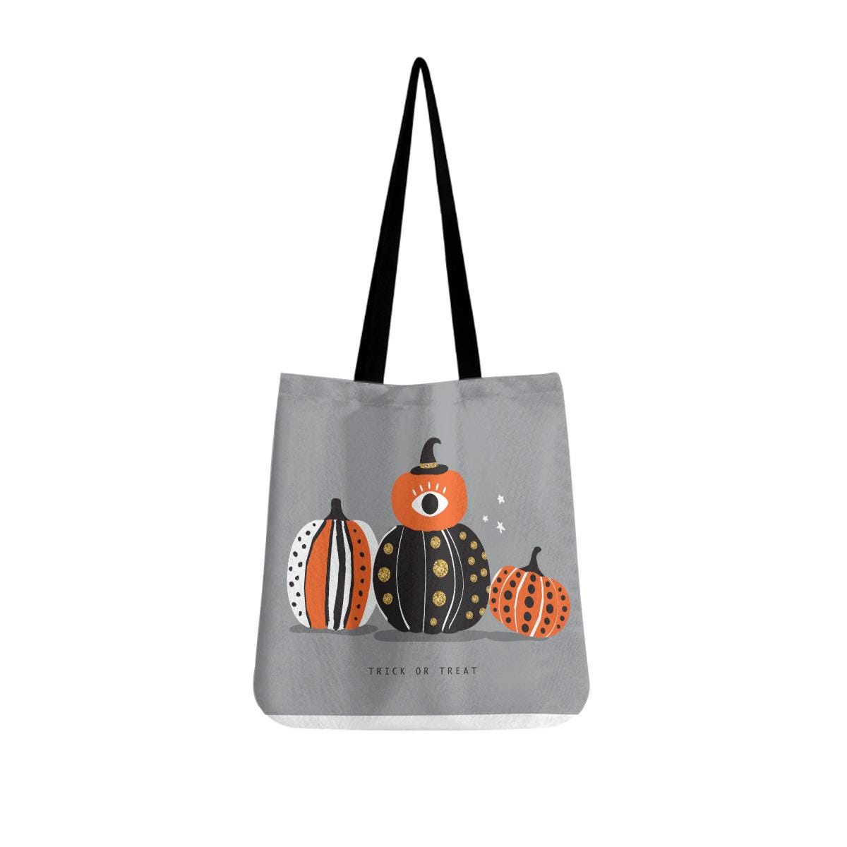 Single Life Halloween Tote Bag: Gray Pumpkin Pattern, Spooky Season