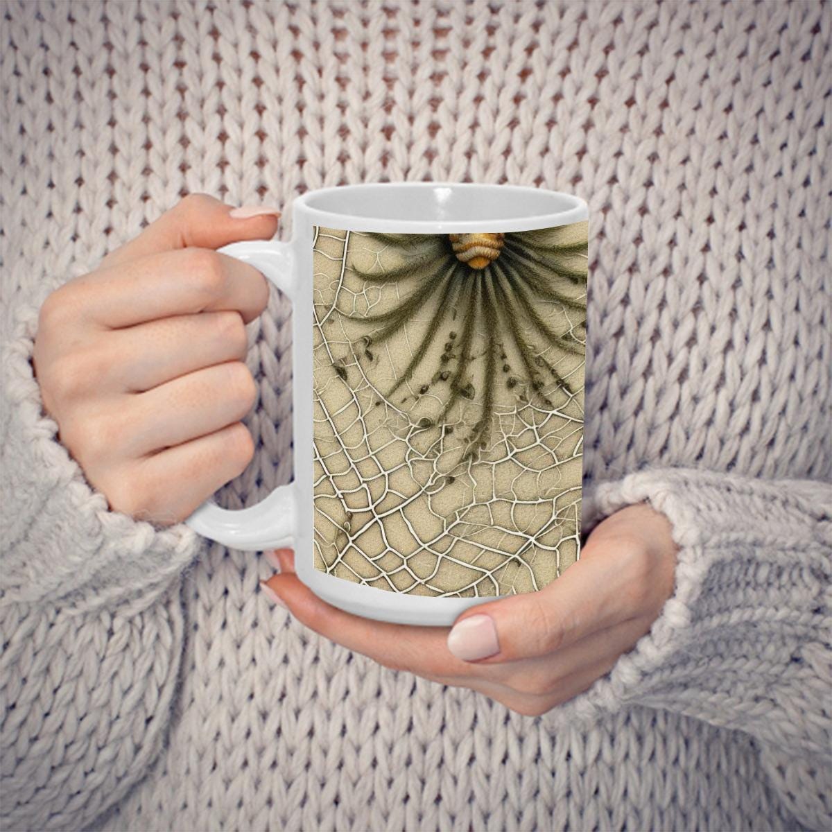 Spider Web Halloween Mug – Creepy Cute Coffee Cup 15 oz – Spooky Fall Decor