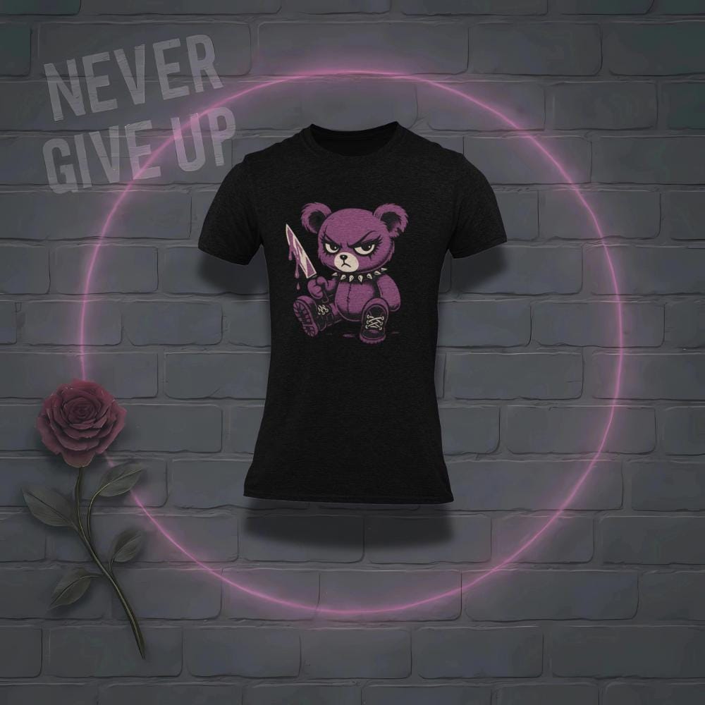 Evil Teddy Bear Tank Top: Purple Horror Goth Punk Fashion