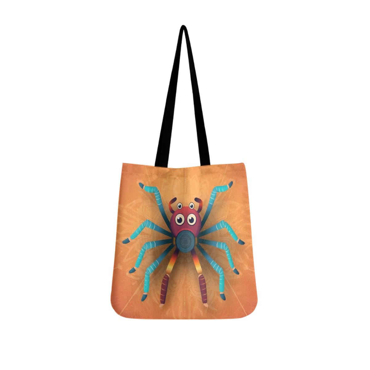 Halloween Spider Tote Bag: Orange Canvas Single Life Accessory