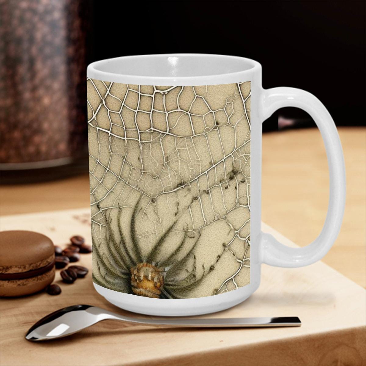 Spider Web Halloween Mug – Creepy Cute Coffee Cup 15 oz – Spooky Fall Decor