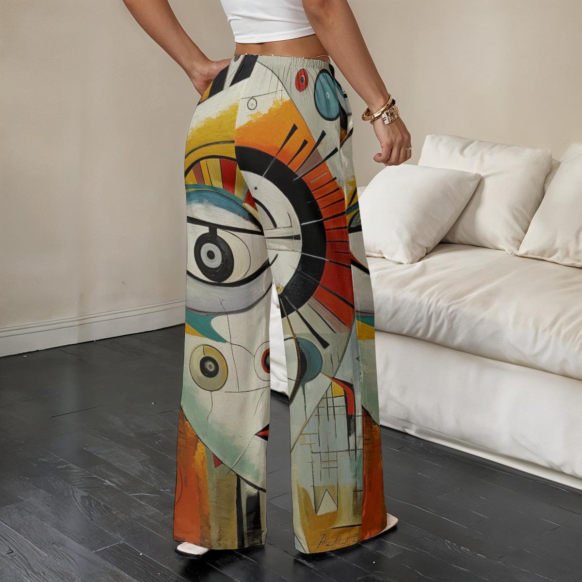 Steampunk Gear Pants Abstract Art Lounge Pants for Creative Style and Single Life Queens