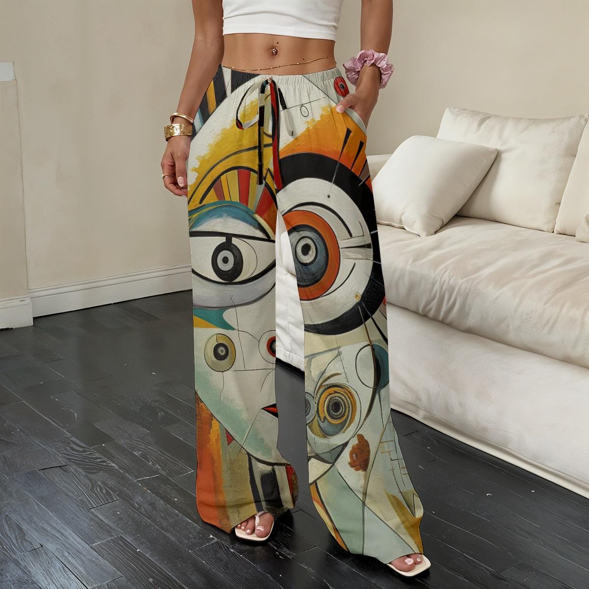 Steampunk Gear Pants Abstract Art Lounge Pants for Creative Style and Single Life Queens
