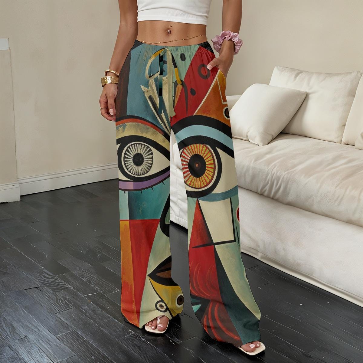 Geometric Art Pants Abstract Lounge Pants for Free Spirit Style and Single Life Queens