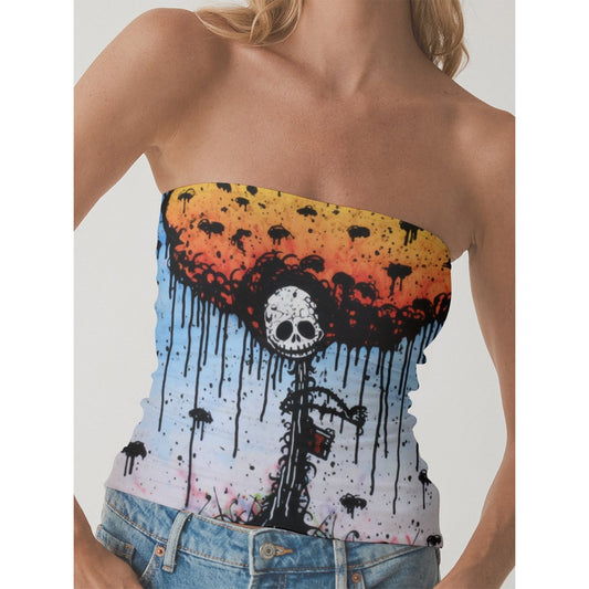 All-Over Print Women's Double-Layer Strapless Top