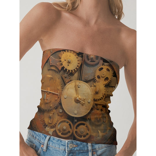 All-Over Print Women's Double-Layer Strapless Top