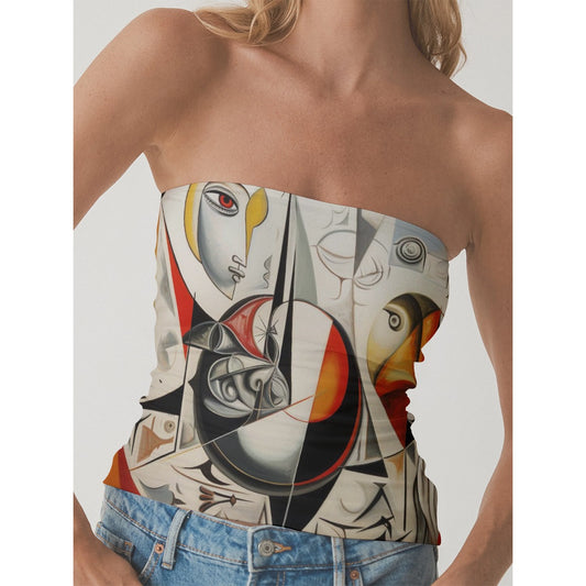 All-Over Print Women's Double-Layer Strapless Top