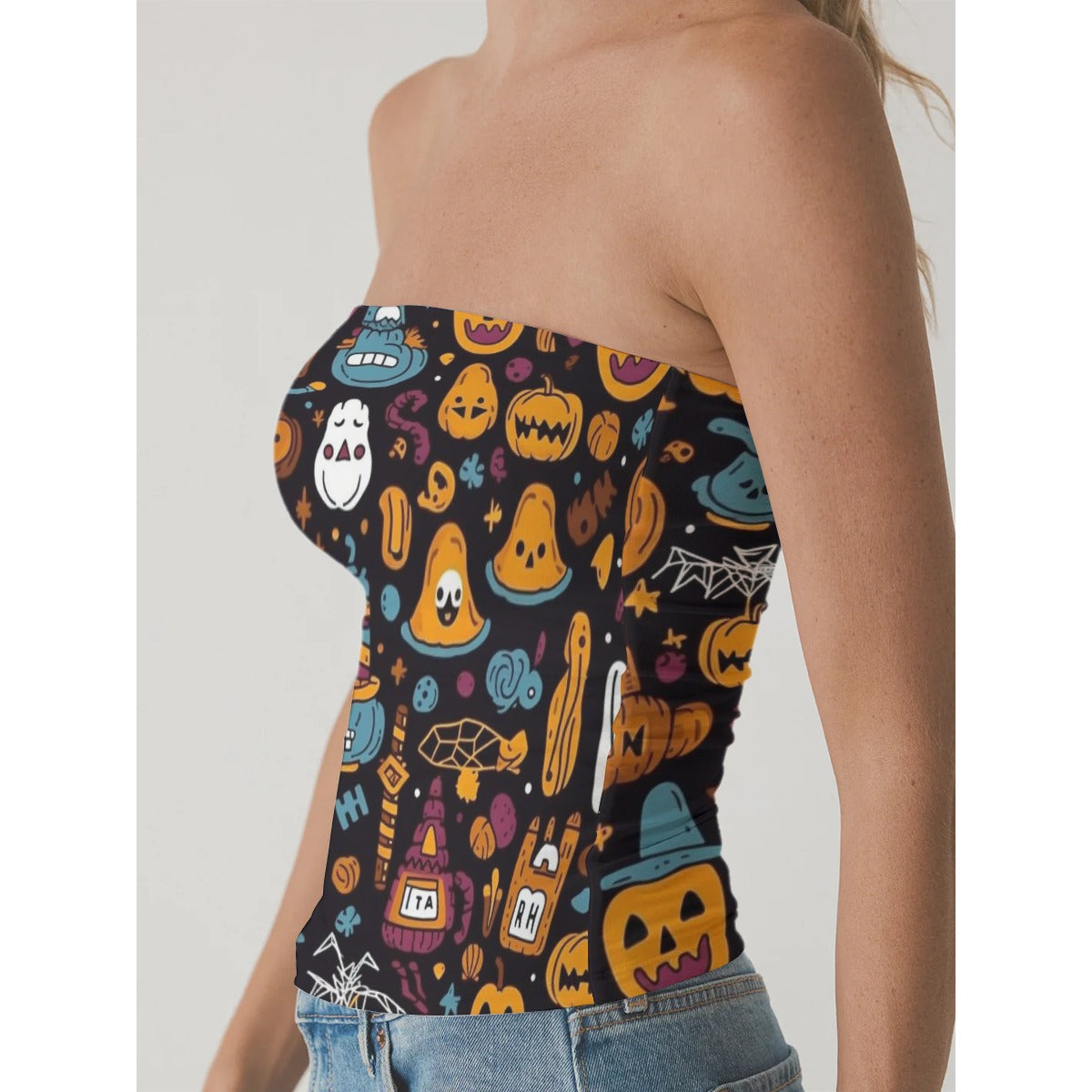 All-Over Print Women's Double-Layer Strapless Top