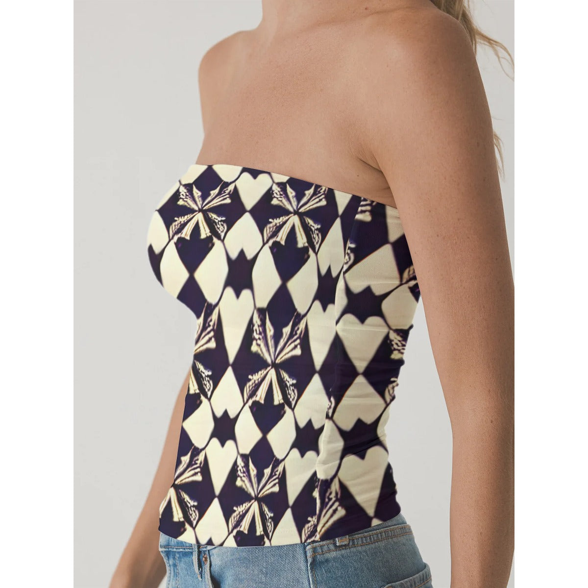 All-Over Print Women's Double-Layer Strapless Top