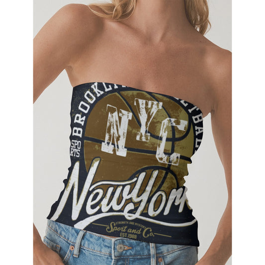 All-Over Print Women's Double-Layer Strapless Top