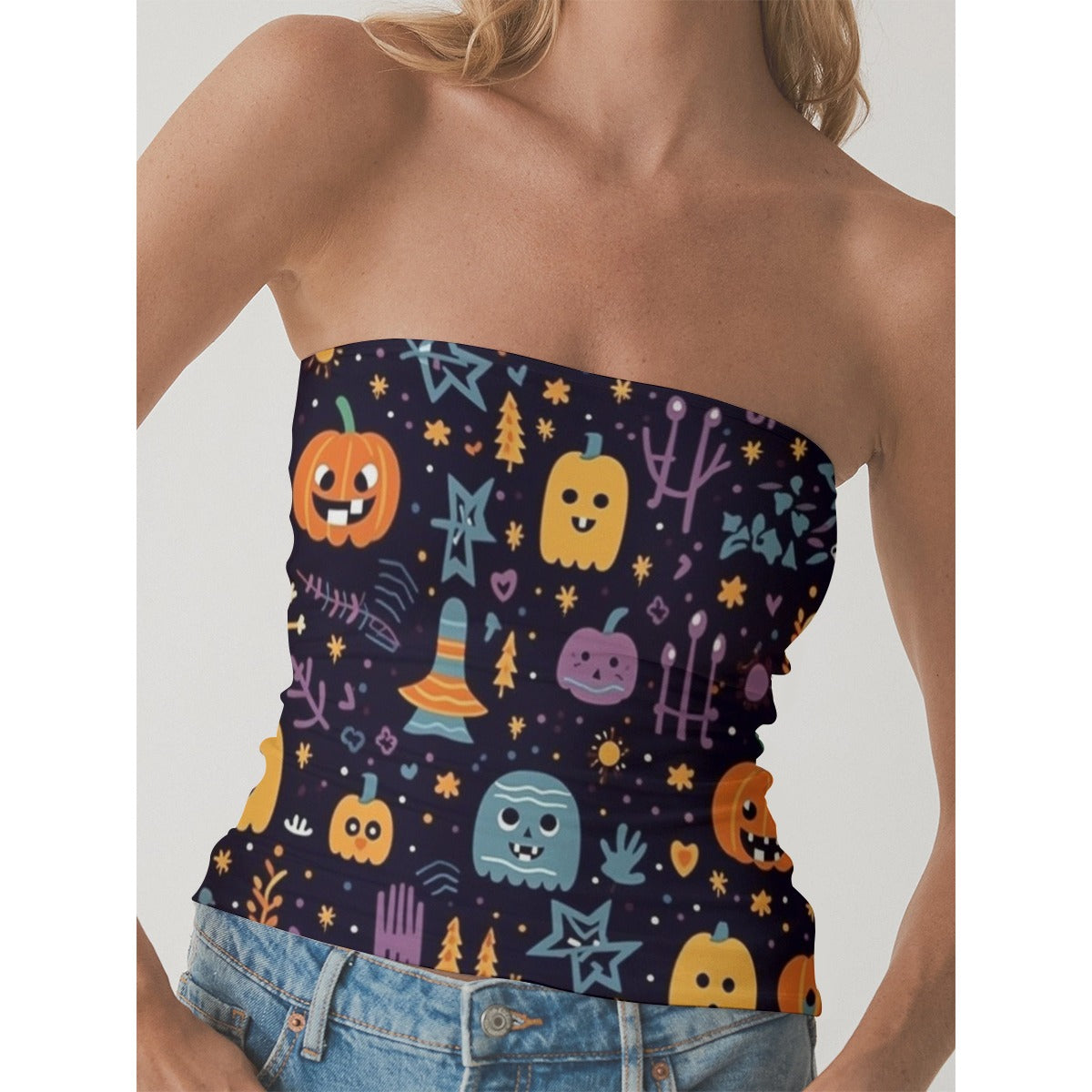All-Over Print Women's Double-Layer Strapless Top
