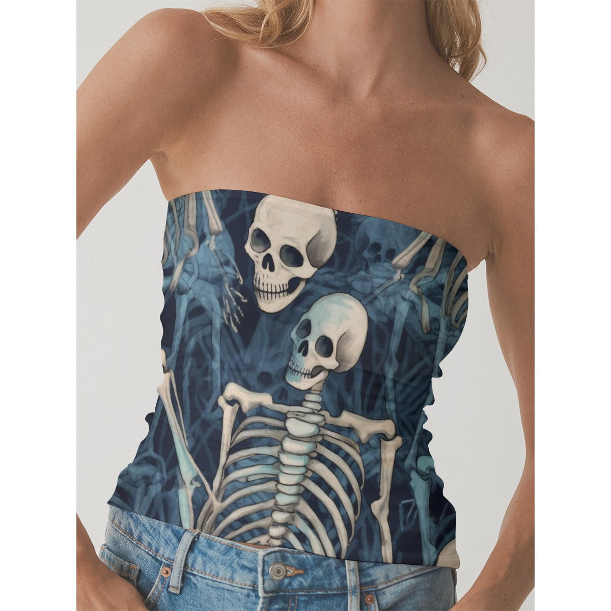 All-Over Print Women's Double-Layer Strapless Top