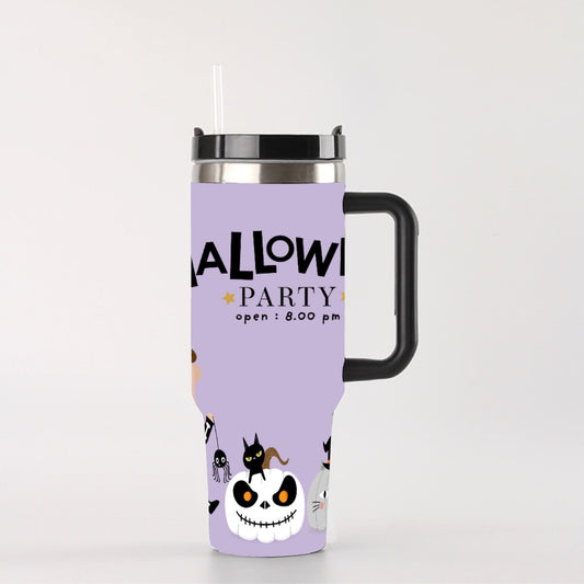 Halloween Party 40oz Tumbler with Handle | Cute Spooky Cup – SheVibesAfterDark