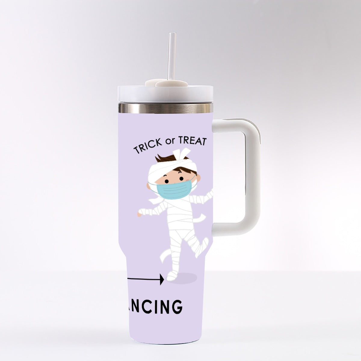 Trick or Treat Dancing Mummy 40oz Tumbler with Handle | Cute Spooky Cup – SheVibesAfterDark