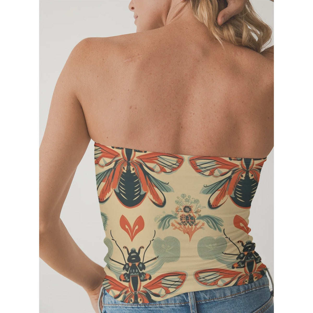 All-Over Print Women's Double-Layer Strapless Top