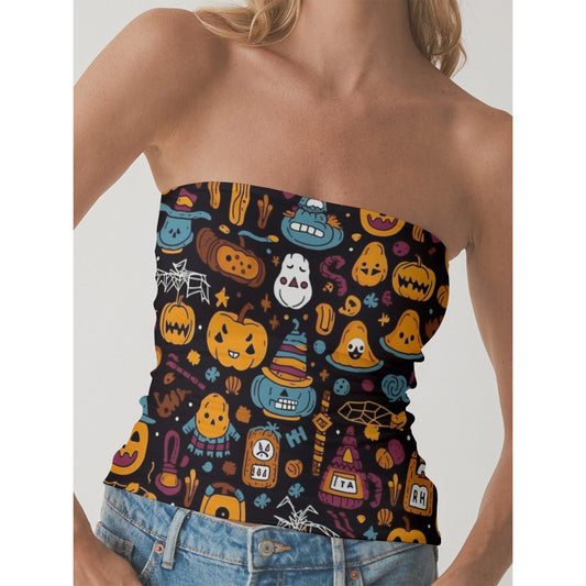 All-Over Print Women's Double-Layer Strapless Top