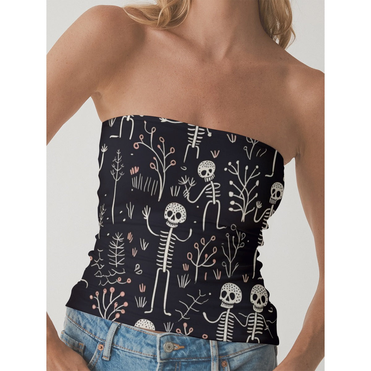 All-Over Print Women's Double-Layer Strapless Top