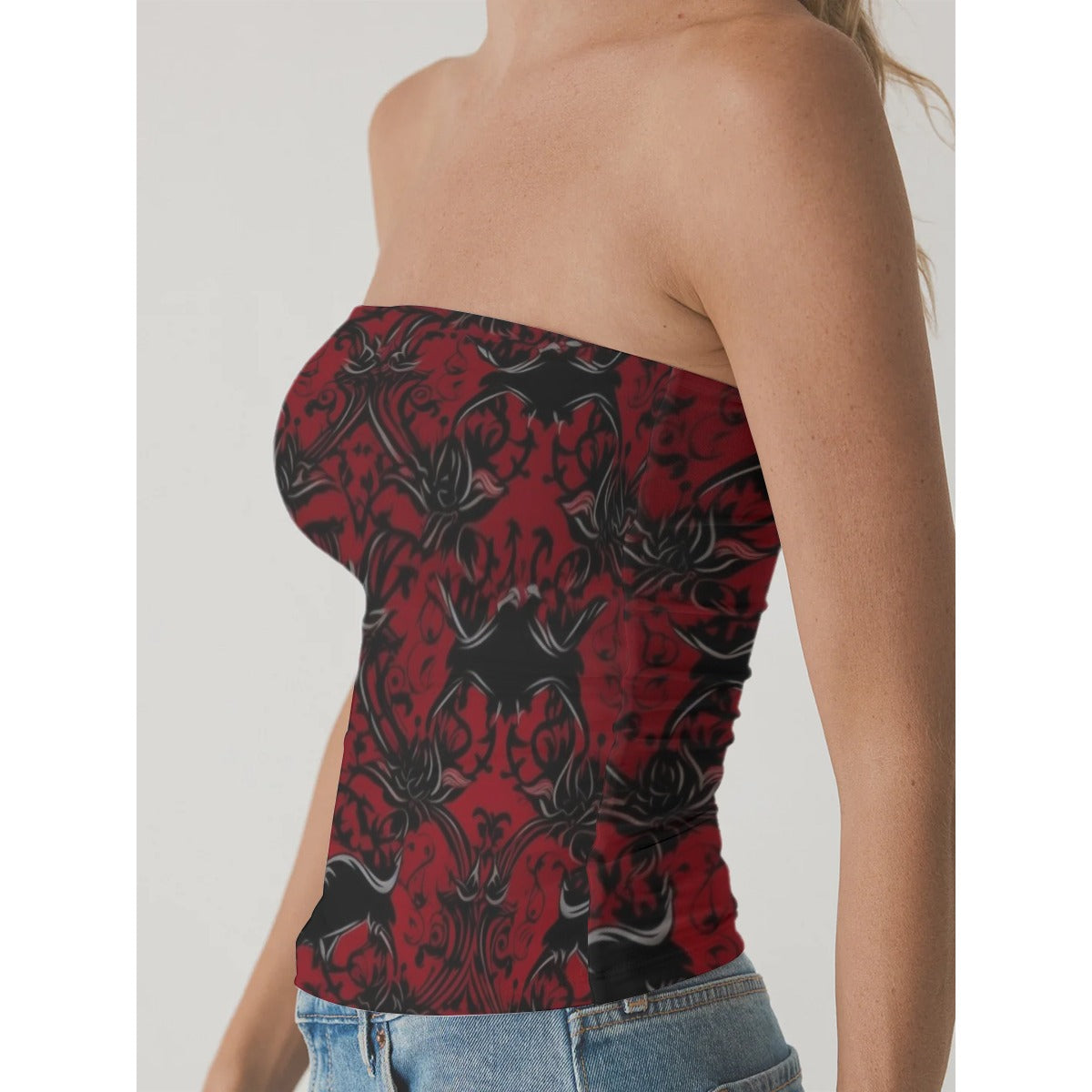 All-Over Print Women's Double-Layer Strapless Top