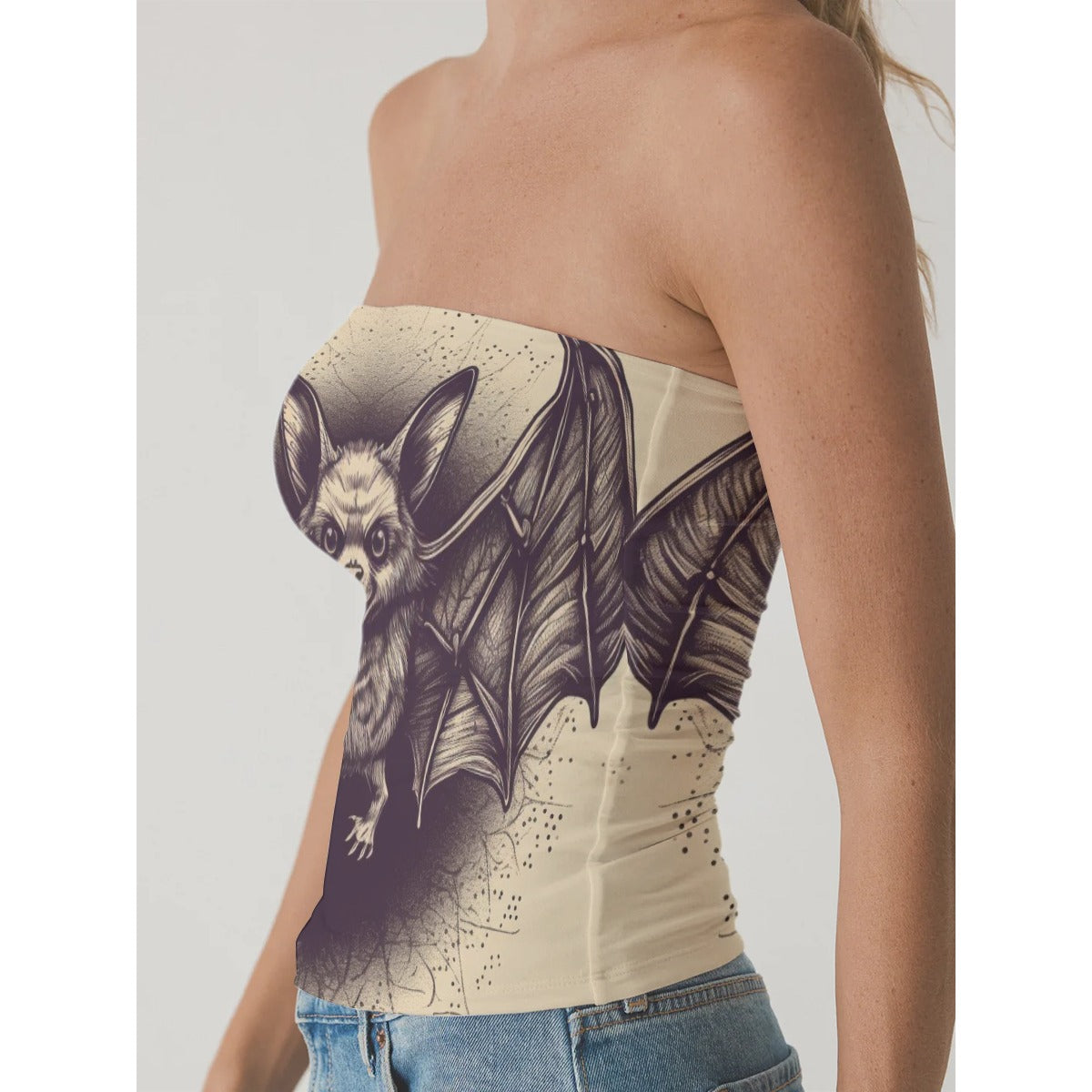 All-Over Print Women's Double-Layer Strapless Top