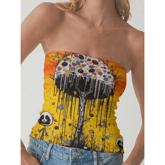 All-Over Print Women's Double-Layer Strapless Top