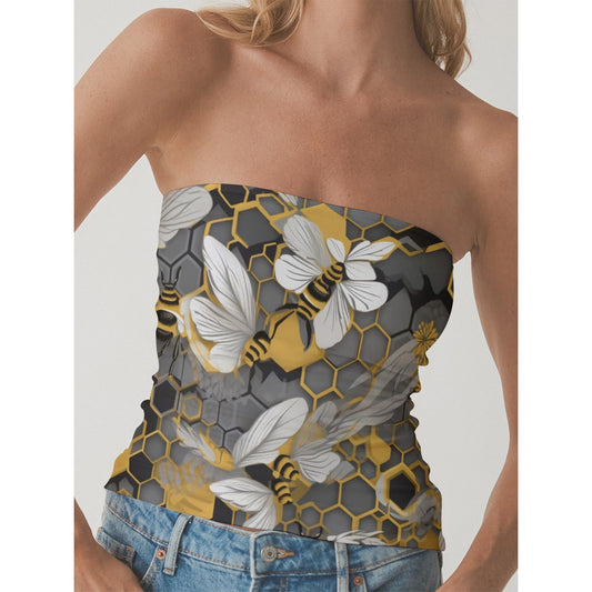 All-Over Print Women's Double-Layer Strapless Top