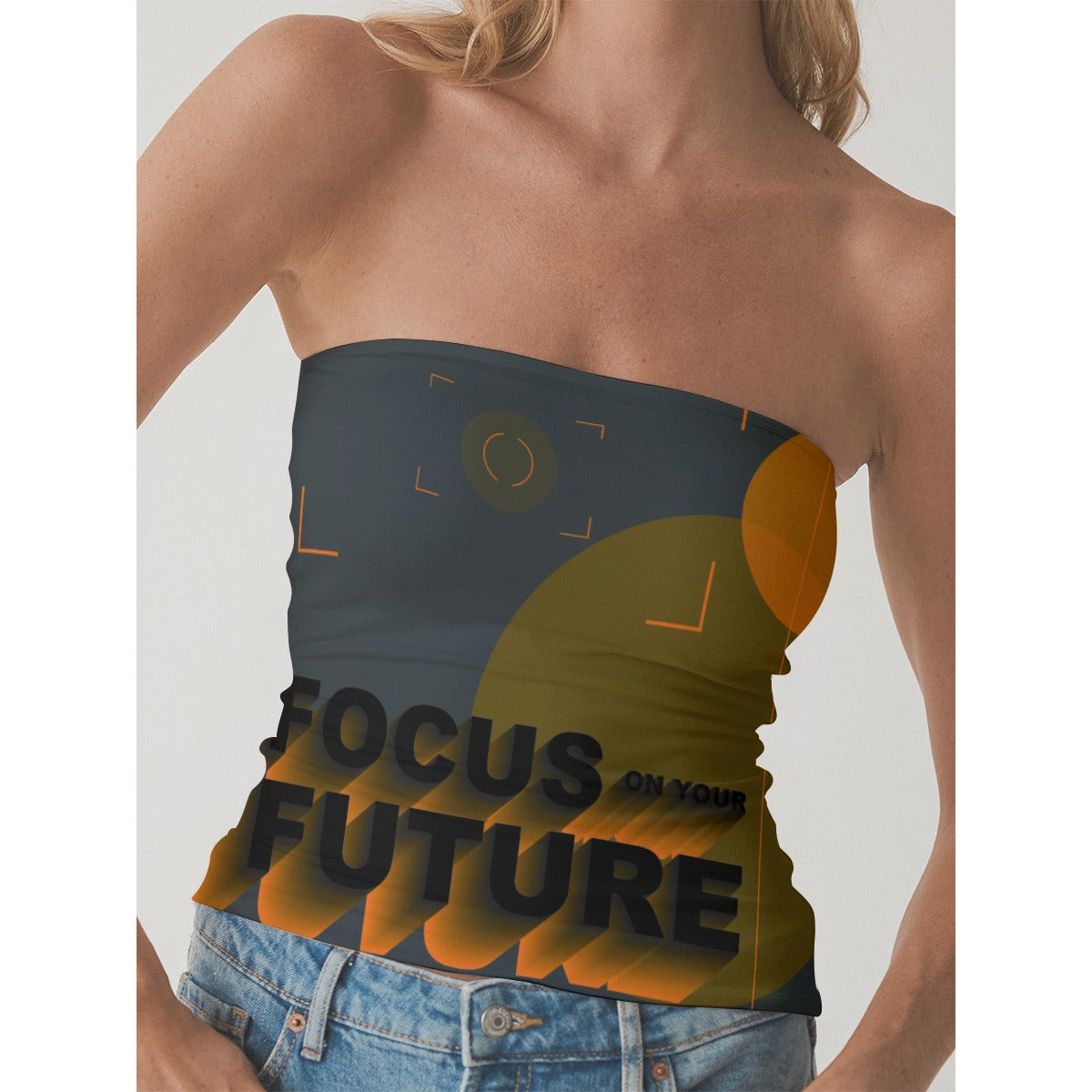 All-Over Print Women's Double-Layer Strapless Top