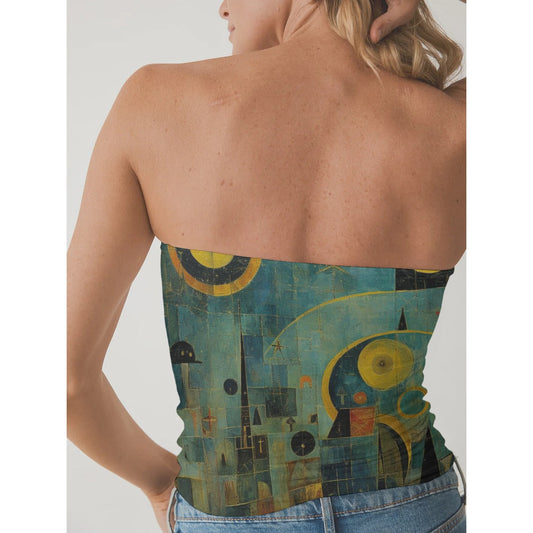 All-Over Print Women's Double-Layer Strapless Top