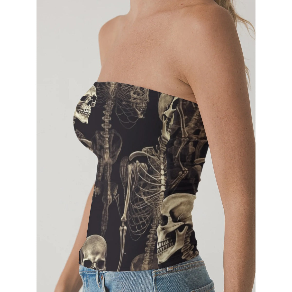 All-Over Print Women's Double-Layer Strapless Top