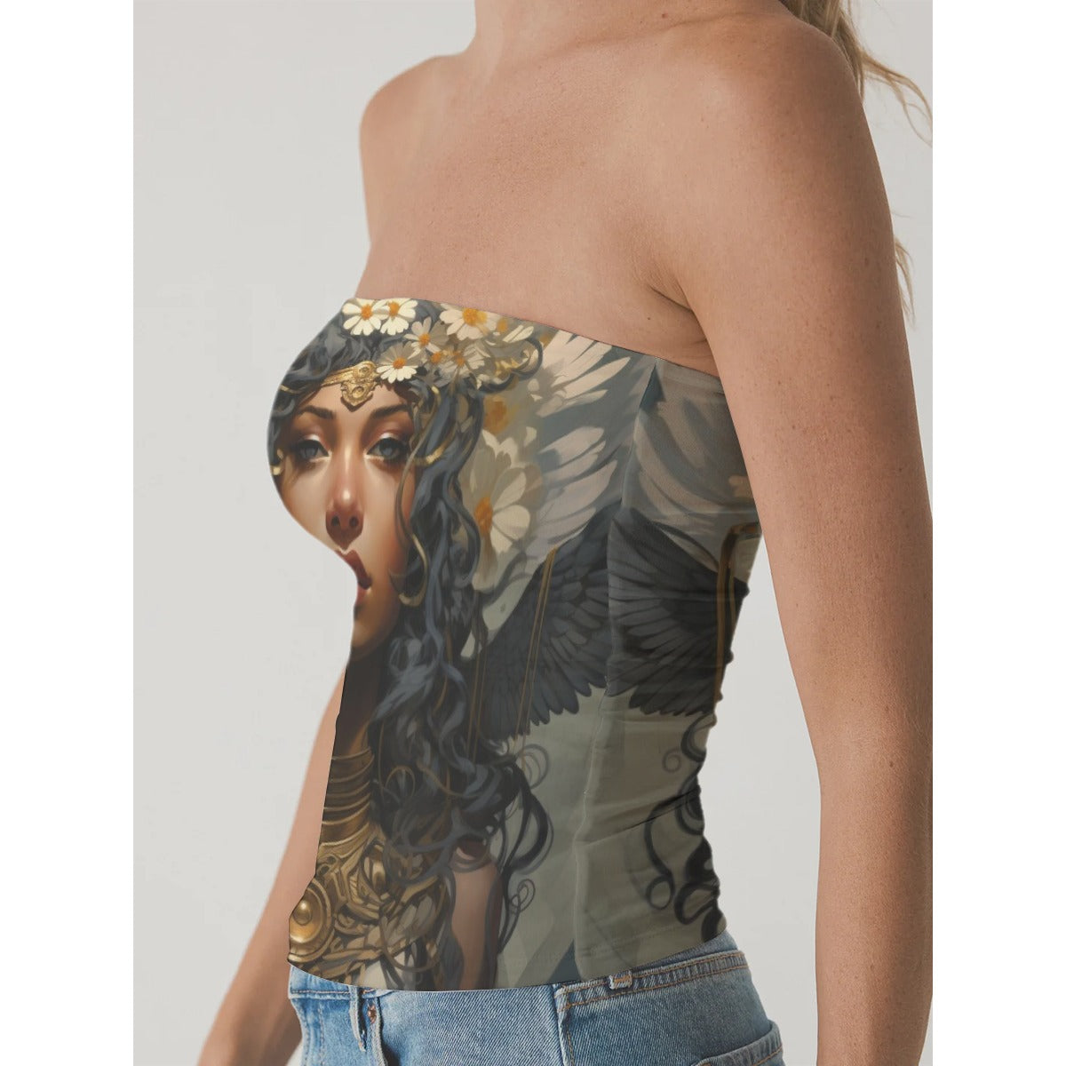 All-Over Print Women's Double-Layer Strapless Top
