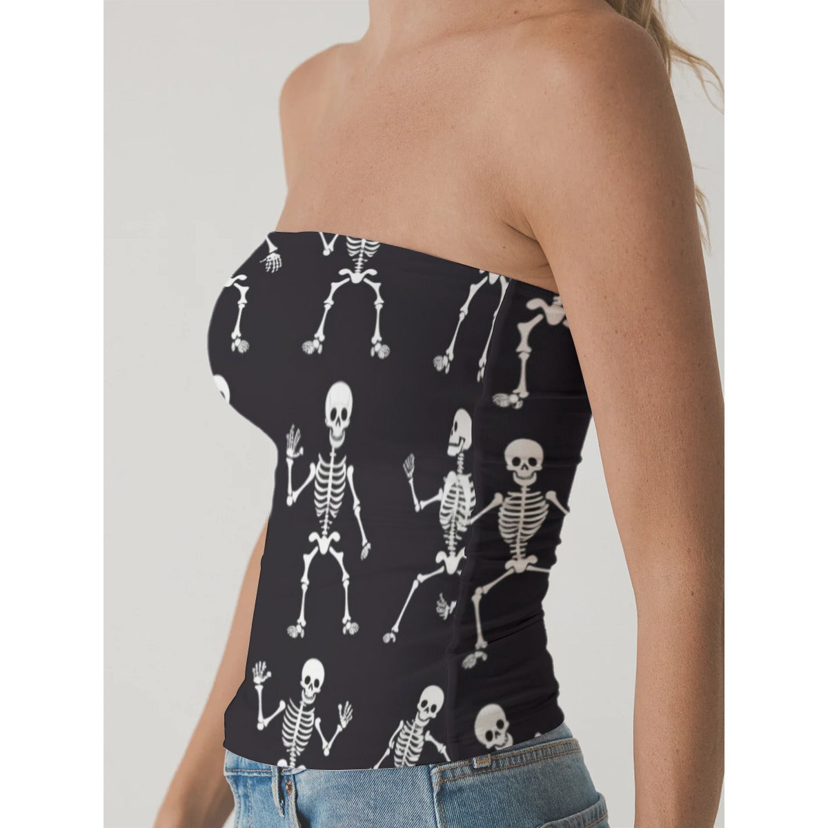 All-Over Print Women's Double-Layer Strapless Top