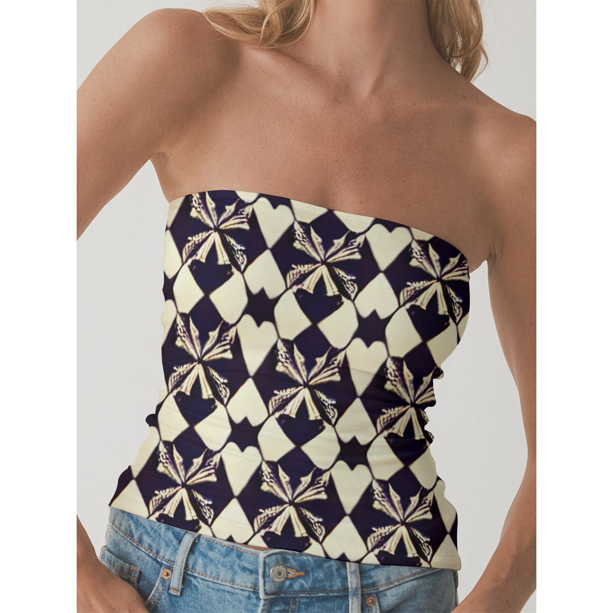 All-Over Print Women's Double-Layer Strapless Top