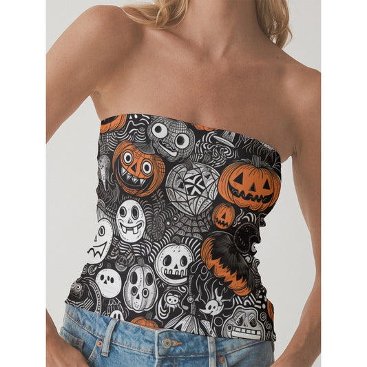 All-Over Print Women's Double-Layer Strapless Top