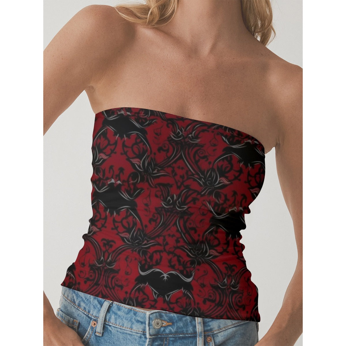 All-Over Print Women's Double-Layer Strapless Top