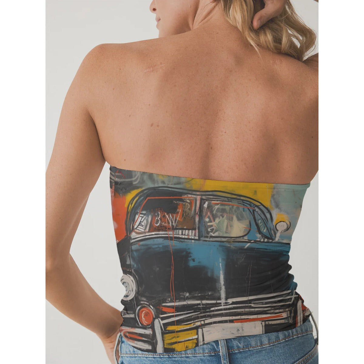 All-Over Print Women's Double-Layer Strapless Top