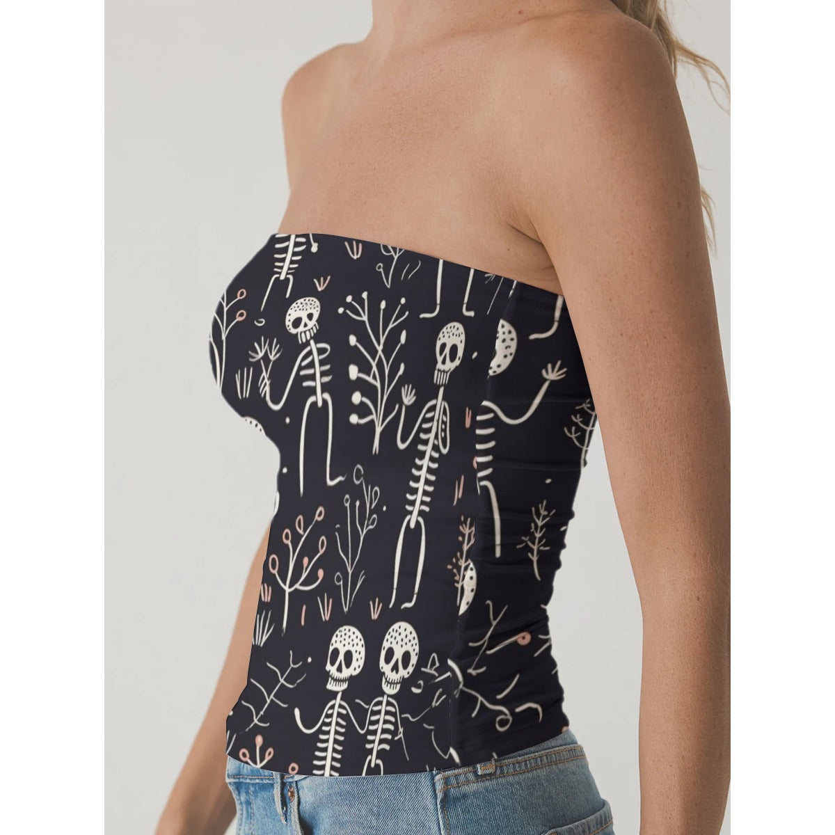 All-Over Print Women's Double-Layer Strapless Top