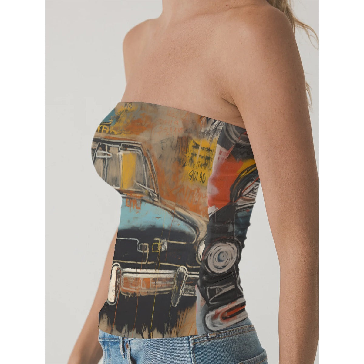 All-Over Print Women's Double-Layer Strapless Top
