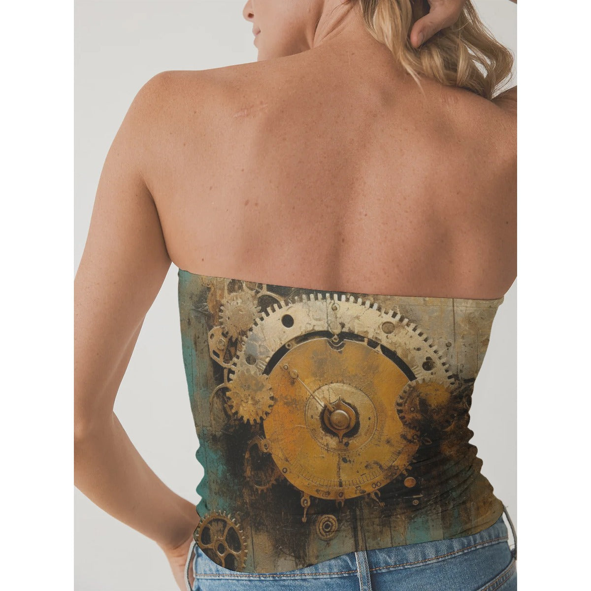 All-Over Print Women's Double-Layer Strapless Top