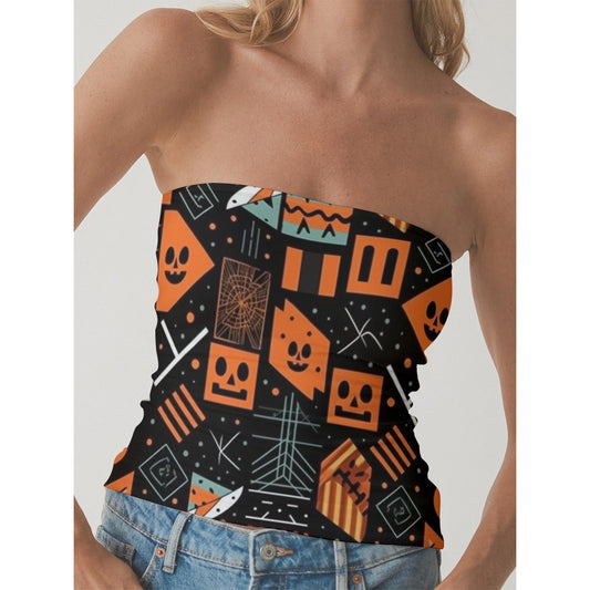 All-Over Print Women's Double-Layer Strapless Top