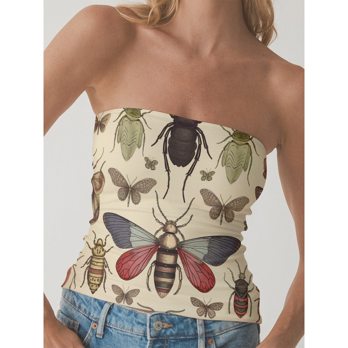 All-Over Print Women's Double-Layer Strapless Top