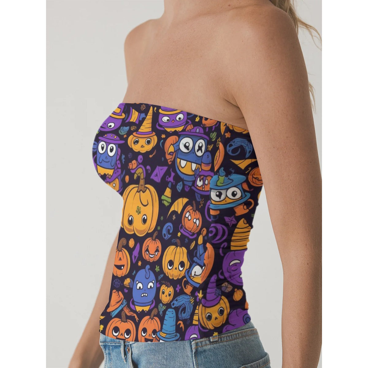 All-Over Print Women's Double-Layer Strapless Top